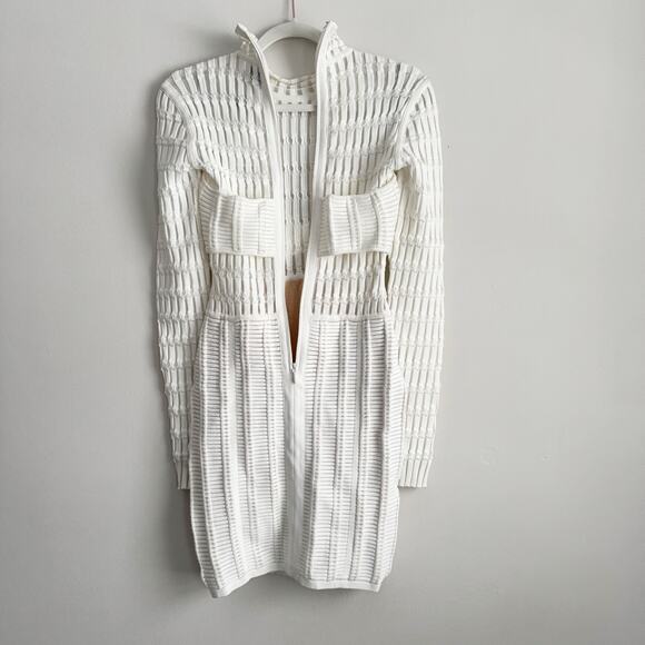Herve Leger Bandage Burnout Bandage Mini Dress White - Cream Size Small - Picture 9 of 10
